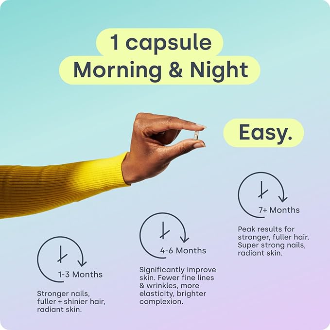 Biosil Collagen Booster Supplement - 180 Vegan Capsules - Patented ch-OSA Activator for Skin Hair Nails &amp Joints - Supports Natural Production - 90-Day Supply