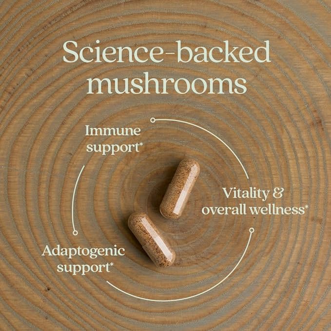 New Chapter Immune Support Reishi &amp Shiitake Mushroom Blend with Organic Reishi Mushroom Vegan + Non-GMO Nootropic Ingredients - 120 ct