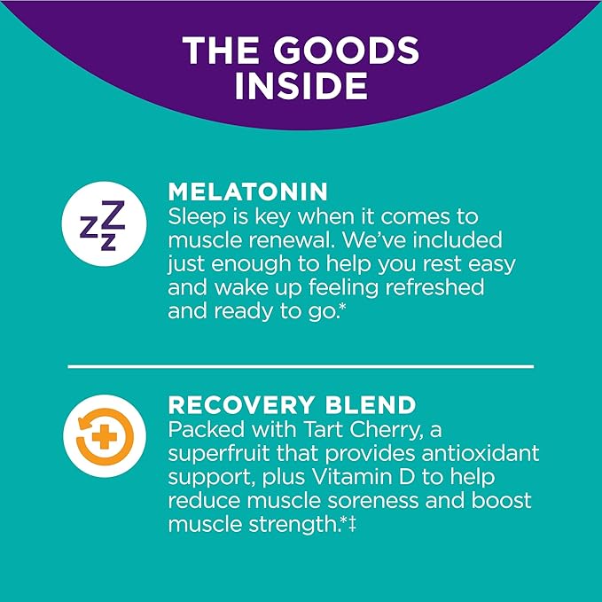 OLLY Muscle Recovery Sleep Gummies Sleep and Sore Muscle Support 3mg Melatonin &amp Undeniable Beauty Gummy for Hair Skin Nails Biotin Vitamin C Keratin Chewable