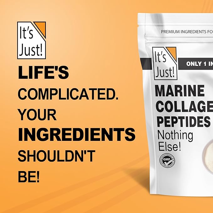 It's Just! Marine Collagen Peptides Powder - Unflavored Gluten Free Non-GMO Heavy Metal Tested - 20oz