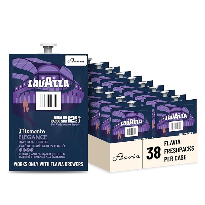 Flavia Lavazza Momento Elegance 12 oz Coffee Freshpacks works only with Flavia Aroma Brewer Dark Roast (Case of 38)