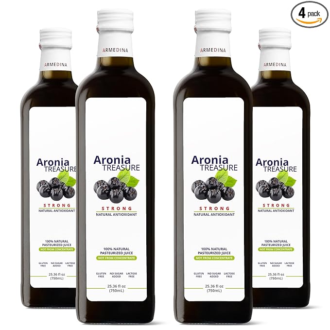 Aronia Treasure x 4 (2 months supply) - Aronia Premium Berry Juice - Just one shot per a day.