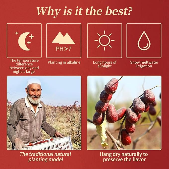 Hee Creek Soft Naturally Sweet Jujube Date Red Dates 21oz/600g Dry Jujube Fruit for Snacks Tea Beverage Cooking Soup Porridge Desert-grown in Western China with Extreme Day-night Temperature Swing