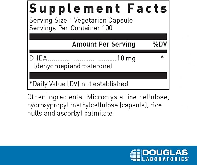 Douglas Laboratories DHEA 10 mg Capsules - Micronized - Supports Hormone Balance Immunity Brain Bone Health &amp Metabolism* - Non-GMO - 100 Vegetarian Capsules