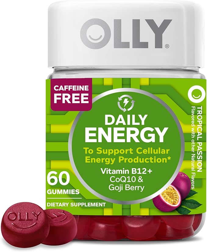 OLLY Sleep &amp Energy Gummies Bundle - Melatonin L-Theanine B12 CoQ10-120 + 60 Count