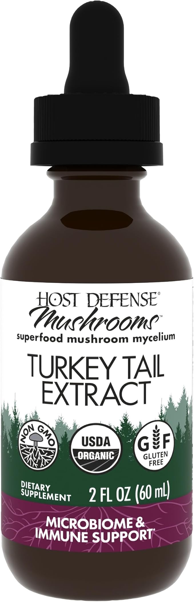 Host Defense Turkey Tail Extract - Digestive Health &amp Immune Response Support Supplement - Mushroom Supplement for Gastrointestinal &amp Gut Microbiome Support - 2 fl oz (60 Servings)*