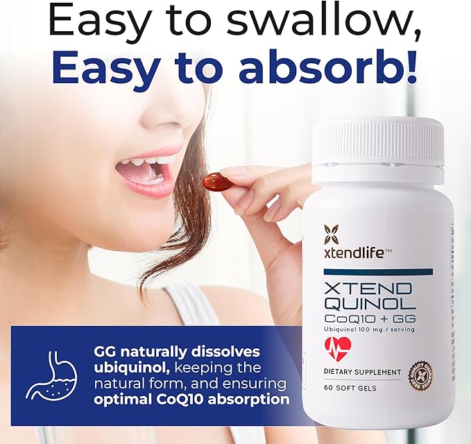 Xtendlife Xtend-Quinol CoQ10 Ubiquinol Supplement for Heart Health Cellular Energy and Healthy Aging - with 100mg Ubiquinol and 50mg GG (Geranylgeraniol)-4 Month Supply (Pack of 2)