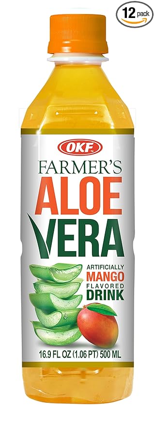 OKF Farmer's Aloe Vera Drink Mango 16.9 Fluid Ounce (Pack of 12)