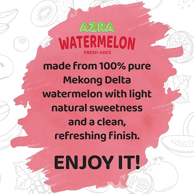 AZRA 100% Watermelon Juice – Fresh Fruit Juice in 500ml Cans (Pack of 12) – Zero Sugar Drinks Healthy Beverages Variety Pack for Kids and Adults – 100% Juice Bulk Drinks