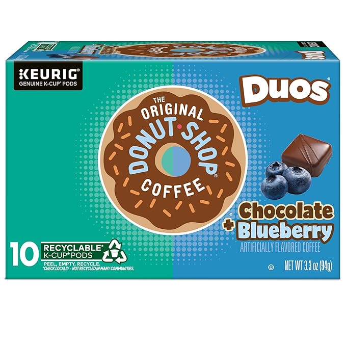 The Original Donut Shop Duos Chocolate Blueberry Coffee Keurig Single-Serve K-Cup Pods 60 Count (6 Packs of 10)