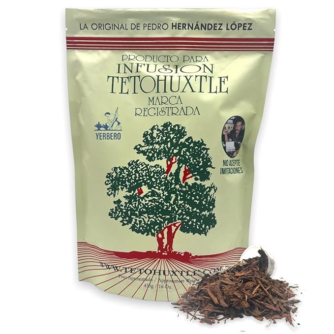 Yerbero - Infusion Te Tetohuxtle 455g | Healthy Infusion Tetohuxtle Tea 16oz | Made With Wildcrafted Barks of the Sierra Lacandona | 100% Natural Non GMO´s | Unique &amp Delicious Tea.