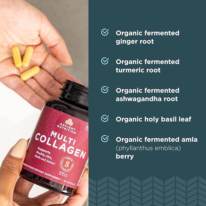 Ancient Nutrition Collagen Pills Peptides Powder Supplement 45 Count Hydrolyzed Multi Collagen Pills Types I II II V &amp X Supports Healthy Skin and Nails Gut Health and Joint Support
