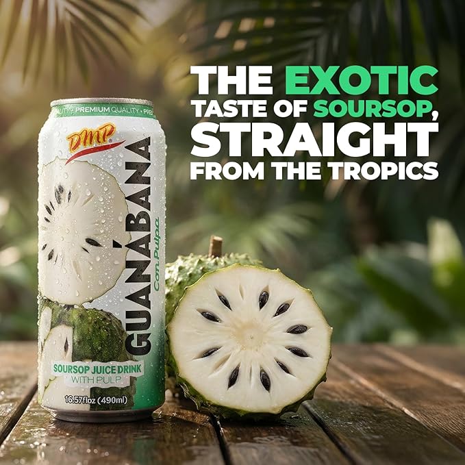 De Mi Pais Soursop - Guanabana Juice with Pulp Premium Quality Refreshing Fruit Beverage Canned Juice Perfect for Tropical Drinks Organic Experience Size 16.57 Fl Oz 12-Pack