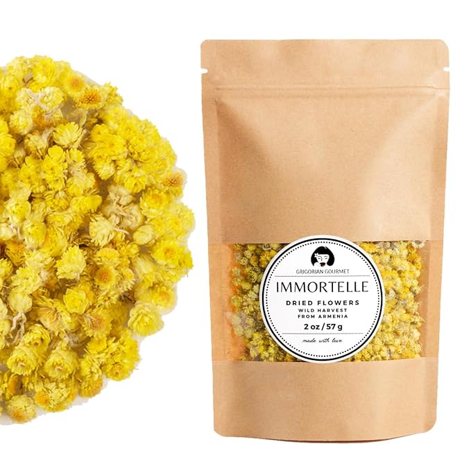 Immortelle (Helichrysum Pallasii) 2 OZ (57g) Loose Herbal Tea | Wild-Harvested Armenian Flower Tea | Premium Loose Leaf Tea for Relaxing Floral Infusions and Tea Lovers