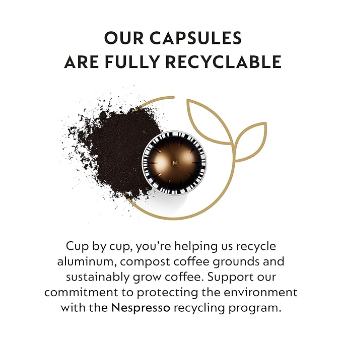 Nespresso Capsules Vertuo Double Espresso Chiaro Medium Roast Espresso Coffee 30-Count Coffee Pods Brews 2.7oz.