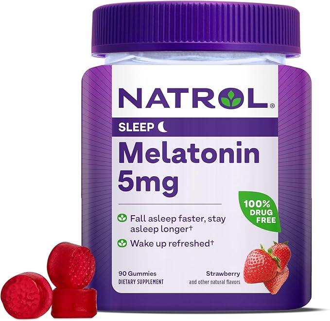 Natrol Kids Melatonin 1mg 140 Berry Gummies &amp Adults Melatonin 5mg 90 Strawberry Gummies Sleep Aid