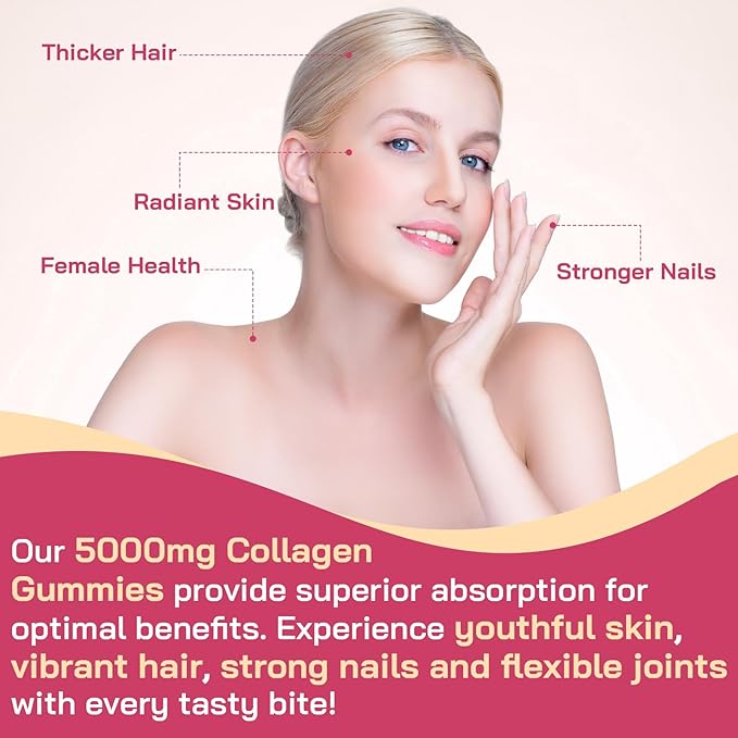 Collagen Gummies for Women Hydrolyzed Collagen Peptides Type I II III V X 0 Sugar - Collagen Gummies for Skin Wrinkles Hair Nails Digestive &amp Immune Health 60 Days Supply