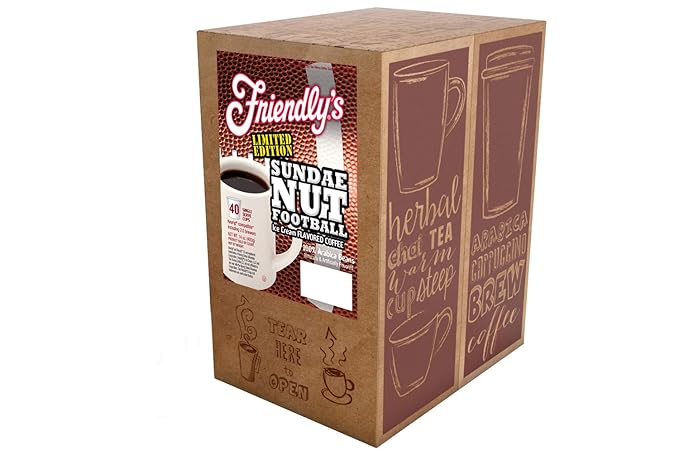 Friendly's Flavored Coffee Pods Coffee for Keurig K-Cup Brewers Sundae Nut Football 40 Count