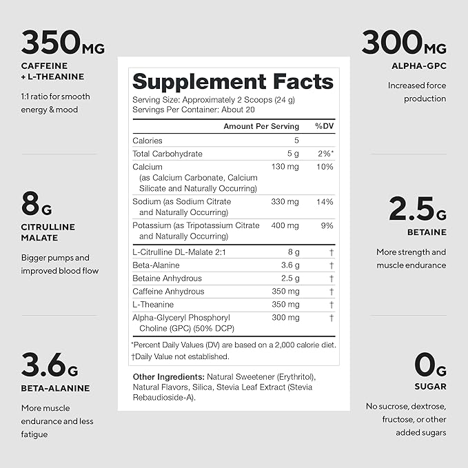 LEGION Pulse Pre Workout - All Natural Nitric Oxide Preworkout Drink to Boost Energy Creatine Free Naturally Sweetened Beta Alanine Citrulline Alpha GPC (Arctic Blast)