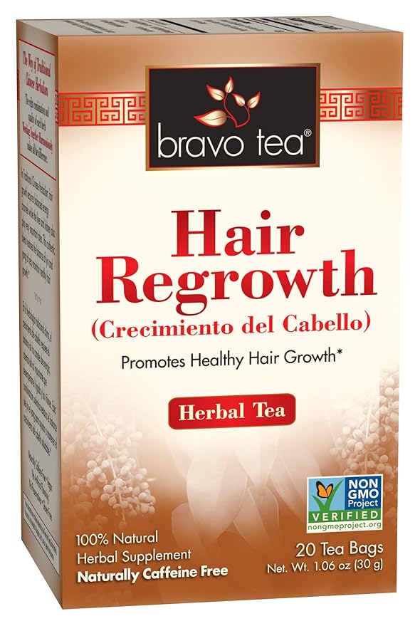 Bravo Tea Hair Regrowth Herbal Tea Caffeine Free 20 Tea Bags 6 Count
