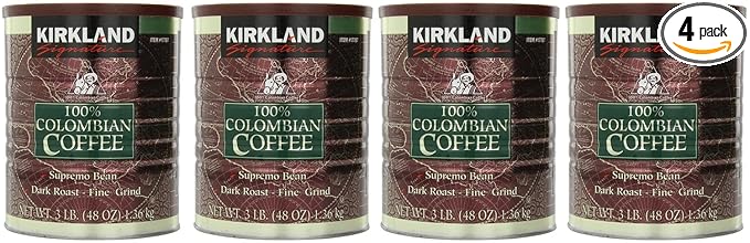 Kirkland Signature Colombian ncZFD Coffee Supremo Bean 3 Pounds (Pack of 4)