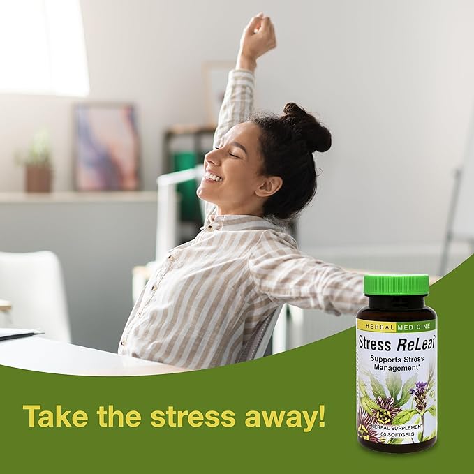 Herbs Etc. Stress ReLeaf - Herbal Supplement to Support Relaxation - Stress Support Supplemment - Gluten-Free - 60 Softgels (60 Servings)