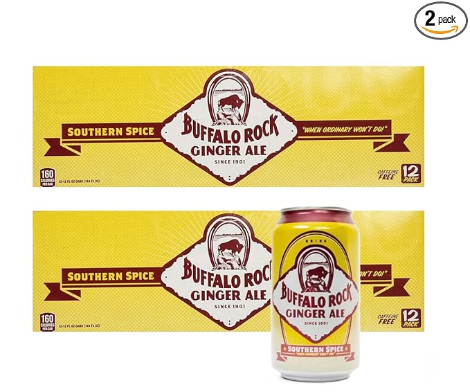 generic Buffalo Rock Ginger Ale Southern Spice Soda Pop 12 fl oz 12 Pack Cans (2 packs 24 cans)