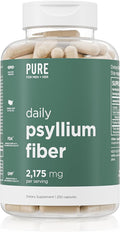 Daily Psyllium Husk Fiber Supplement by Pure for Men &amp Pure for Her | Digestive Regularity &amp Gut Health Support | Soluble Fiber Powder 2175mg Per Serving | 250 Capsules