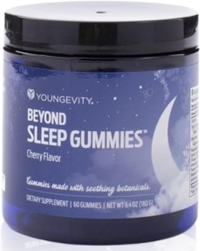 Youngevity Beyond Sleep Gummies – Plant-Derived Melatonin GABA L-Tryptophan Chamomile – Supports Restful Sleep and Relaxation – Tart Cherry Flavor – 60 Vegan Sugar-Free Gummies