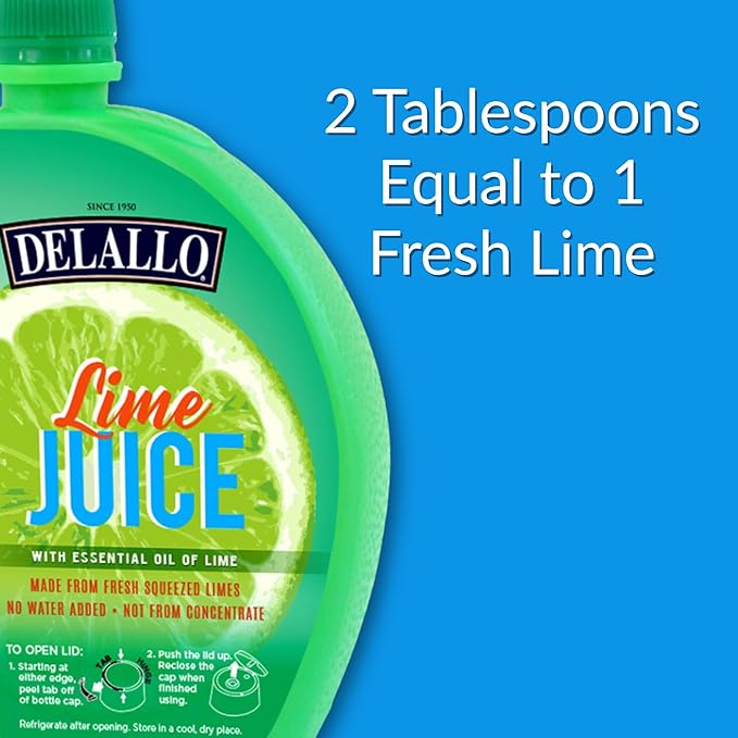 DeLallo Lime Juice Made with 100% Fresh Limes from Mexico and Brazil No Water Added Bottled in Italy Non-GMO Vegan 4.23 oz Squeeze Bottle (6 Pack)