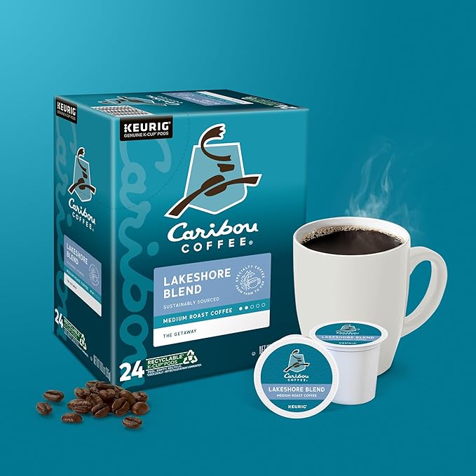 Caribou Coffee Lakeshore Blend Keurig Single-Serve K-Cup Pods Medium Roast 24 Count (Pack of 4)