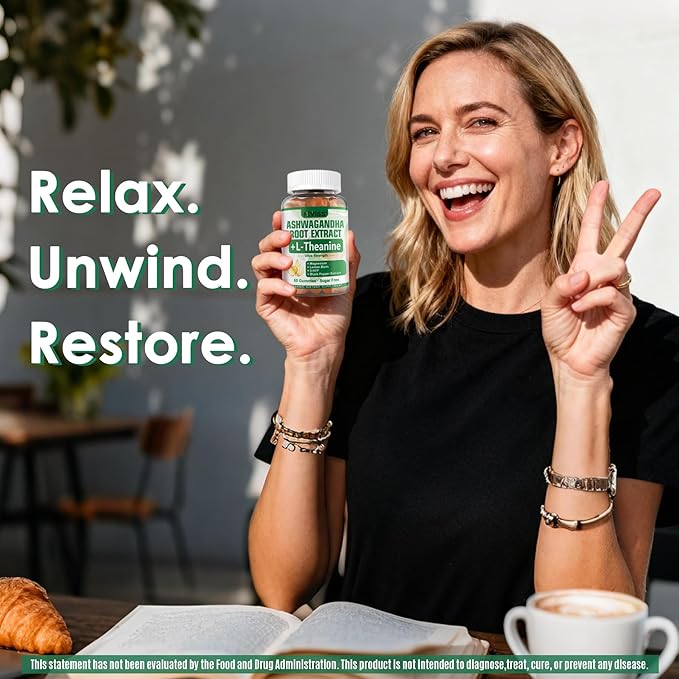 NEVISS Ashwagandha Gummies 2000mg Feel Refreshed Plus Proprietary Blend with 5-HTP L-Theanine Lemon Balm Magnesium for Calm Zzzs Mood Energy &amp Relaxation Support (1 Pack (60 Countss))