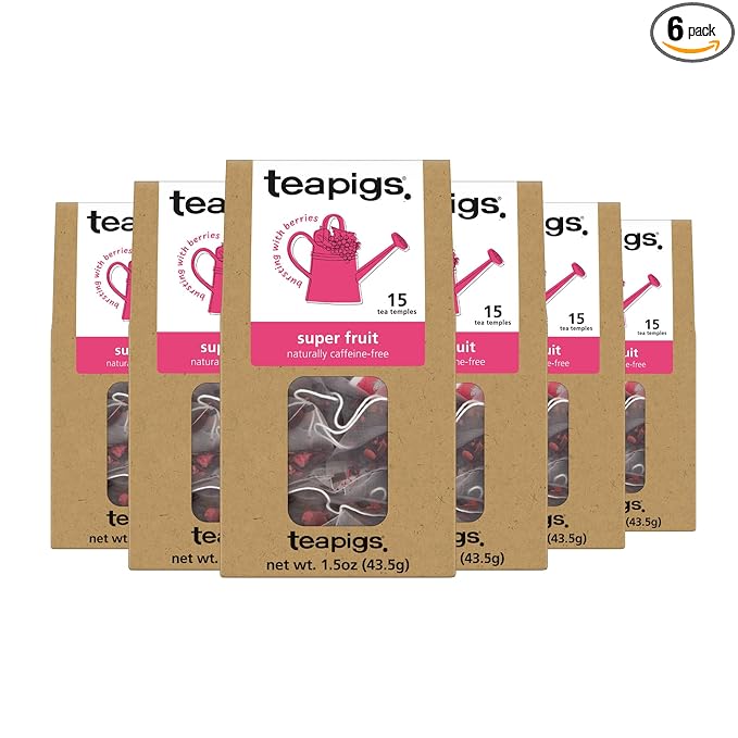 Teapigs Super Fruit Tea Made With Whole Fruit (6 Packs of 15 Tea Bags)