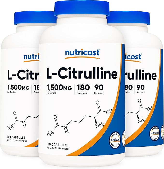 Nutricost L-Citrulline 750mg 180 Capsules (3 Bottles)