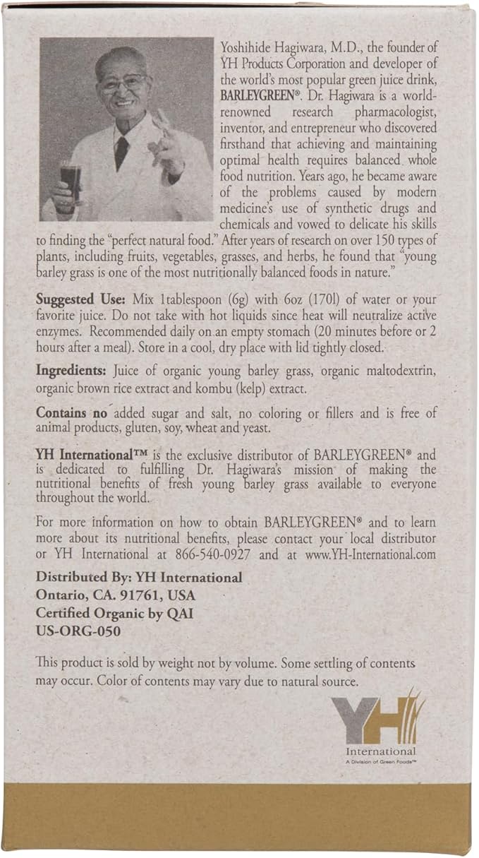 Dr. Hagiwara's Original Premium w/Kelp - Organic Barley Grass Juice Powder 8.5oz (240g) - 40 Servings