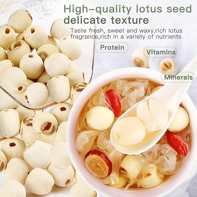 Lotus Seeds Dried Lotus Seed White Lotus Seeds Lian zi Natural Herbal Tea Cooking Porridge and Soup Raw Material 莲子 白莲子 煲汤煮粥 14.1oz/400g