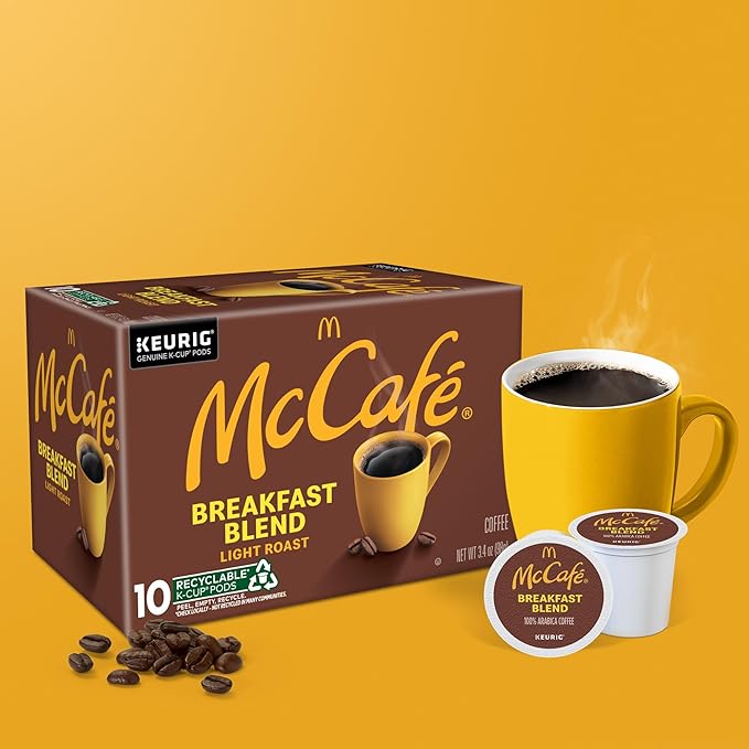 McCafe Breakfast Blend Single Serve Coffee Keurig K-Cup Pods Light Roast 60 Count (6 Packs of 10)