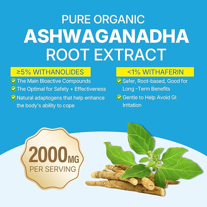 Ashwagandha Gummies 2000mg for Women Men - Sugar Free Vegan - Organic Ashwagandha Root Extract Supplements Gummy &amp Vitamin D3 B12 and Turmeric Promote Relaxation Mixed Berry Flavor 120 Count