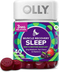 OLLY Extra Strength Sleep Gummy with Melatonin L-Theanine Chamomile Lemon Balm BlackBerry Flavor - 50 Count &amp Muscle Recovery Sleep Gummies with Melatonin Tart Cherry Vitamin D Berry Flavor