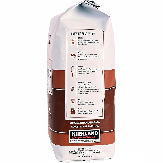 Kirkland Signature Espresso Blend Coffee Dark Roast Whole Bean 40 Ounce