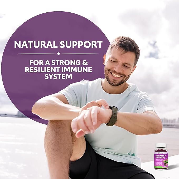 2 Pack Elderberry Gummies with Sea Moss Extra Strength Elderberry with Vitamin C Zinc for Immune Support for Adults Kids Women &amp Men Blueberry Flavor 120Cts