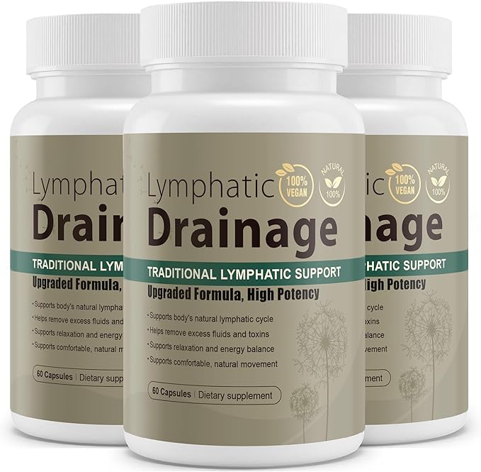 Lymphatic Drainage Capsules Natural Herbal Supplement for Immune Health &amp Fluid Balance with Echinacea Dandelion and Burdock 180 Capsules