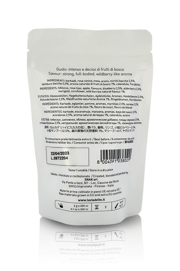 La Via del Te Berry Infusion Wild Berry-Flavoured Herbal Tea Pouch 50g / 1.76oz (Pack of 2 Pieces)