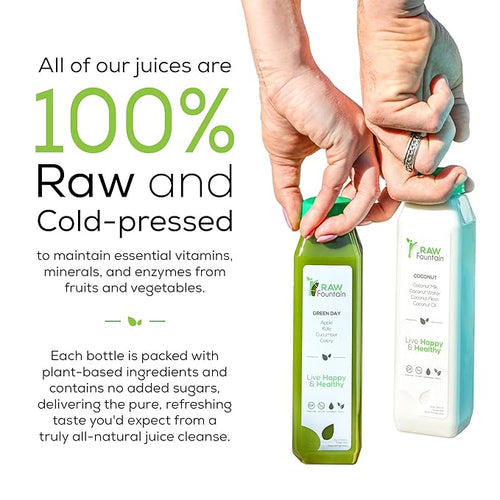 3 Day Juice Cleanse by Raw Fountain Tropical Flavors All Natural Raw Cold Pressed Fruit and Vegetable Juices Detox Cleanse Kosher Vegan NO Sugar Added 18 Bottles 12oz