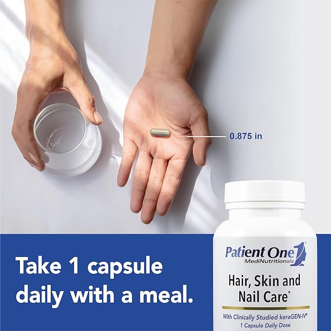 Patient One Hair Skin &amp Nail Care | Supplement to Support Strong Nails and Healthy Hair and Skin* | with Keratin Collagen and More | 60 Capsules