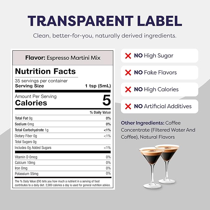 Coffee Concentrate - Limited Release Flavors - Espresso Cocktail Mix Perfect for Mocktail Instant Cold Brew Espresso with Zero Sugar 35 Servings - Espresso Martini Mix