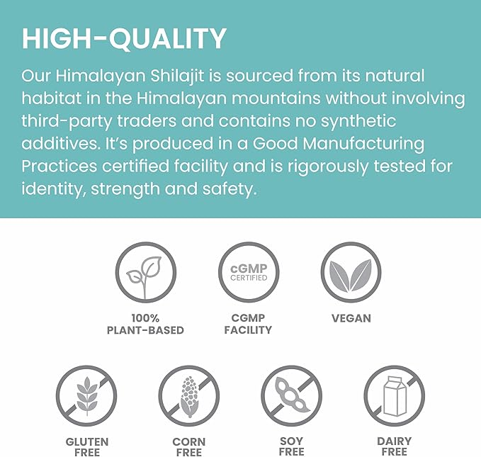 Himalaya Shilajit - Herbal Energy Supplements with Fulvic Acid and 85+ Trace Minerals from Shilajit Resin Vegan Non-GMO Gluten Free 250 mg 60 Capsules