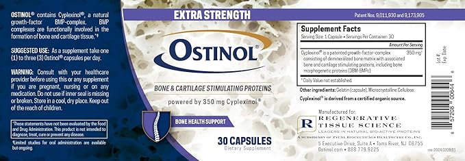Ostinol Standard 350mg - Bone &amp Joint Supplement | Stem Cell Activation Certified | Bio Active Protein Complex for Moderate Bone Loss &amp Moderate Joint Dysfunction - 30 Capsules