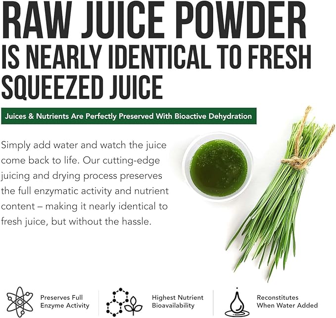 Organic Wheatgrass Juice Powder - Organically Grown in Volcanic Soil of Utah - Raw &amp BioActive Form Cold-Pressed Then CO2 Dried 20:1 Super Concentrate - Lemon (6.2 oz - 60 Servings)