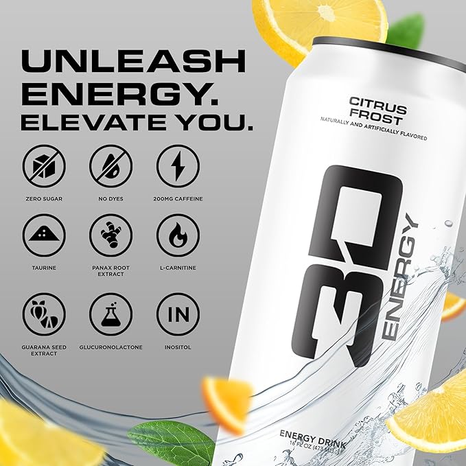 3D Energy Drink – Sugar Free 200mg Caffeine Pre Workout Taurine L-Carnitine Lightly Carbonated 16oz Cans 12 Pack - Citrus Frost